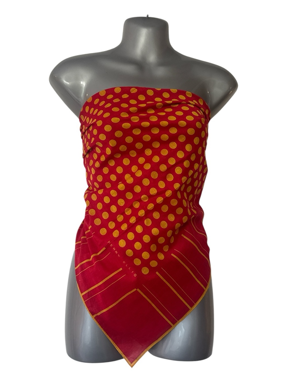 Perry Ellis Vintage Red and Yellow Polka Dot Wrap